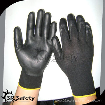 SRSAFETY 13gauge tejido de poliéster recubierto de nitrilo en los guantes de palma, estilo suave